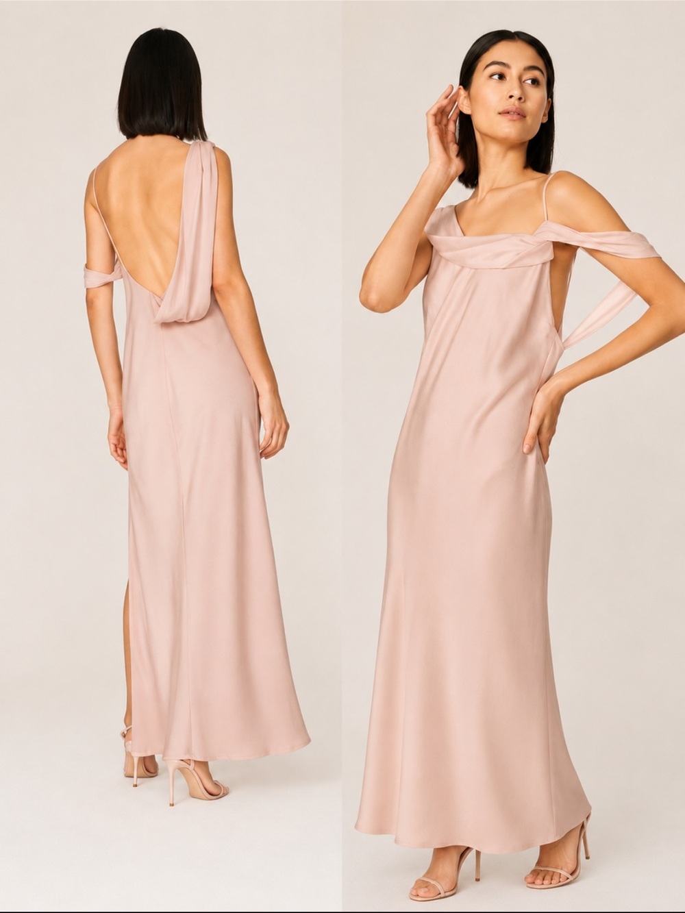 Fame & Partners Dress Francois Drape Maxi in Satin Blush Pink